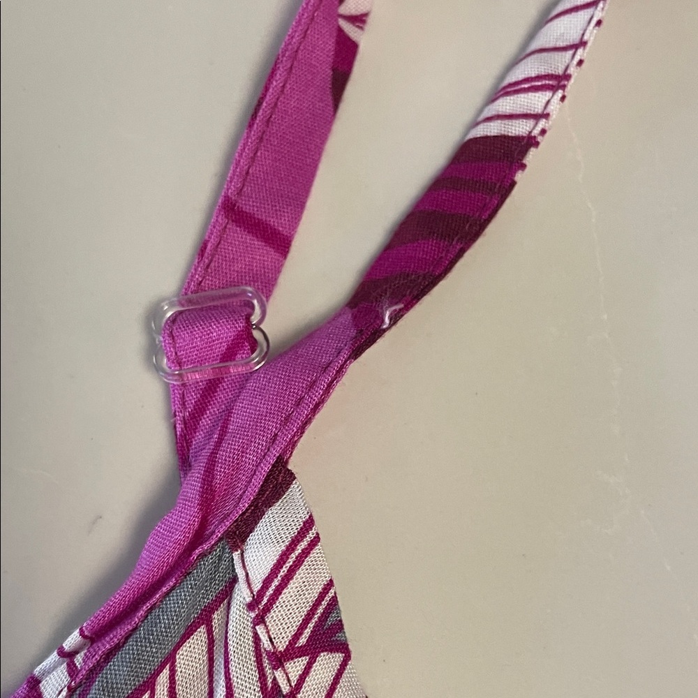 Tropical Pink Purple Leaf Print Camisole Dress hula bay Hawaiian - Picture 3 of 7